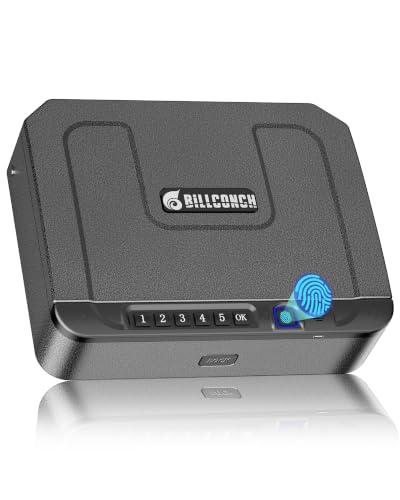 BILLCONCH Gun Safe for Handgun with Fingerprint, Keypad & Security Cable | Steel...