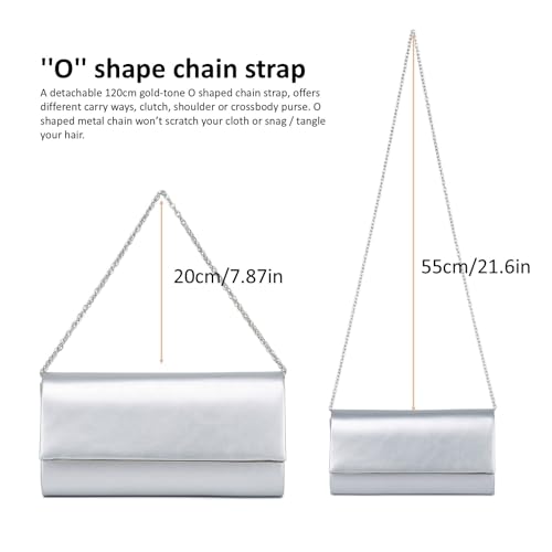 Image of DETARA Women Evening Bag Vegan Leather Clutch Purse Shoulder Crossbody Envelope Bag for Party Wedding Prom Bridal