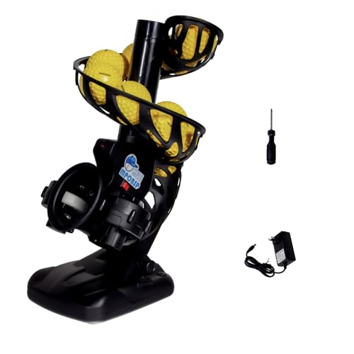 Upgraded Electronic Baseball Pitching Machine with Tripod/8 Balls for Youth - Adjustable Angles & Speeds,AC Powered & Battery Powered，Ideal for Beginner Batting & Fielding Training (KS01withTripod)