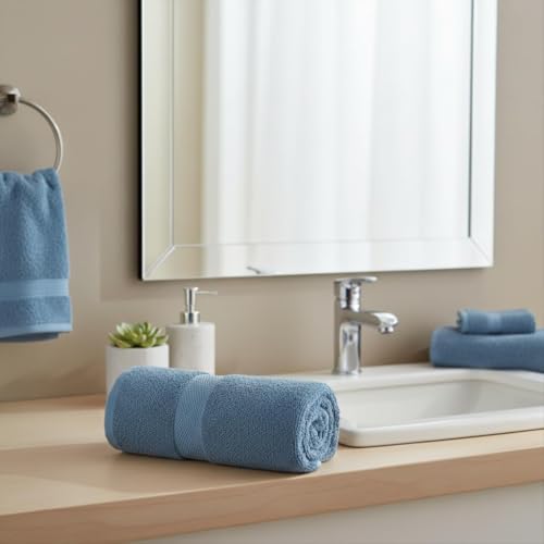 Image of Sulfar Cotton Face Towel 30x30 cm| 480 GSM Terry Ring Spun Soft & Highly Absorbent Hand Towel| Quick Dry Compact for Face, Gym & Travel| 30 x 30 Cm| Dark Blue (Pack of 1)