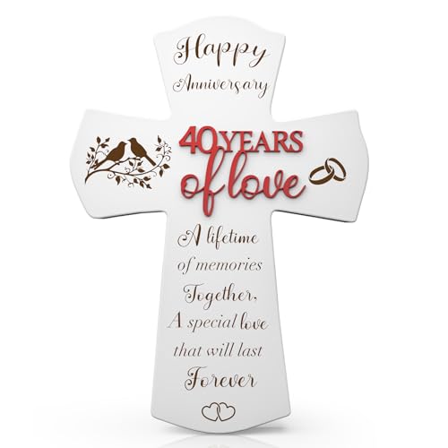 Product Image of the 40th Anniversary Wedding Gifts for wife husband, Religious Cross Gifts for women men,40 year Romantic Anniversary Marriage Gift for Her,Him,Couple,Parents,Friends,Wedding Anniversary Decorations