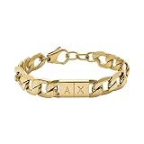 Tipo de cierre: mosquetón Armani Exchange Pulsera de cadena para hombre acero inoxidable en tono dorado, AXG0078710