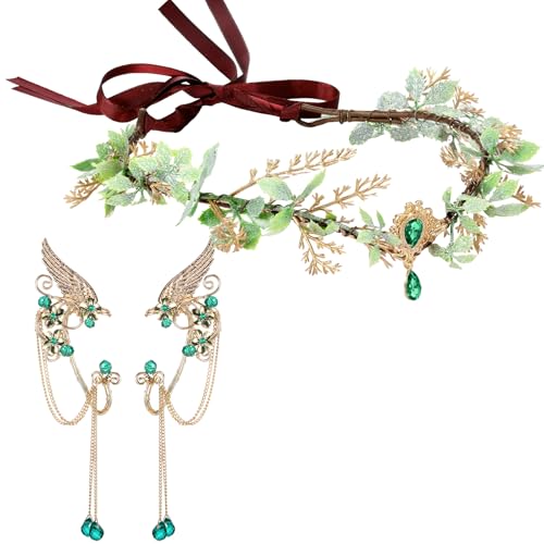 Zeyune Halloween Renaissance Fairy Accessories Set, Elf Headpiece Woodland