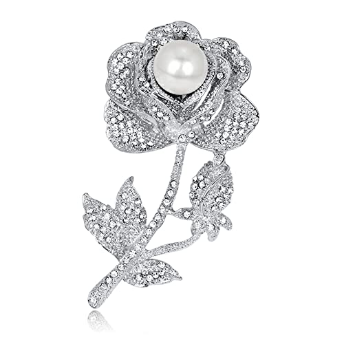Broche rose en perles et diamants idéale pour un mariage en hiver