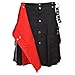 Fashion Utility Kilt Black with Removable Chains & Apron Scottish Outfit Higlander Kilt Traditional Clothing Wedding Dress (US, Numeric, 48, Regular, Regular, Red & Black)