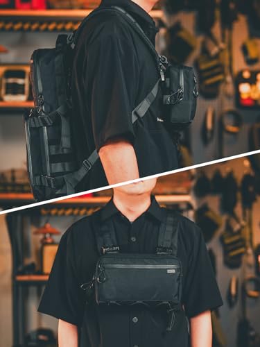 TACTICAL_GEEK Cache L4 EDC Sac Bandoulière, Sac Épaule Léger, Sac de Poitrine de Voyage Haute Capacité 2.9L, Sac à Dos à Une Bretelle pour Voyage Décontracté, Randonnée et Sports en Plein Air, Noir – vue 8