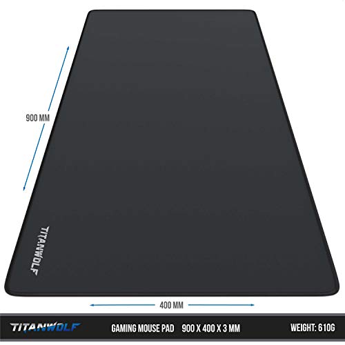 Image of TITANWOLF XXL Speed Gaming Mouse Pad - Mouse Mat 900 x 400 x 3 mm - XXL mousepad - table mat large size - improved precision and speed - rubber base for stable grip on smooth surfaces - non-slip