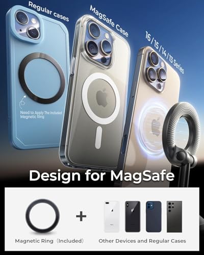 Image of RIGGEAR Vacuum Suction Magnetic Phone Holder, Foldable 360 Adjustable Car Mobile Phone Mount for Magsafe iPhones and All Android Phones, Holder for Car, Gym, Mirror, Smooth Surface Table Top (Black)