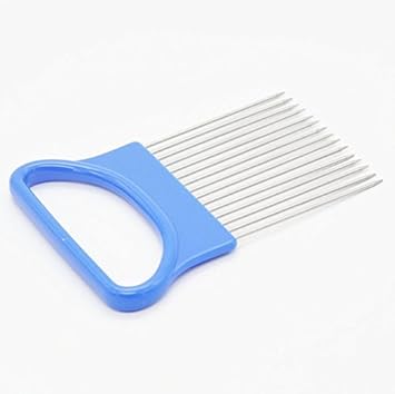 Stainless Steel Onion Tomato Vegetable Slicer Cutter Holder, Blue