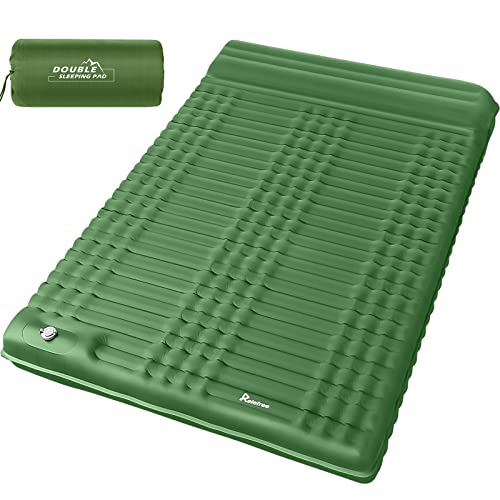 Foto von Relefree Isomatte Outdoor 2 Personen 140x200 cm Größere Größen Aufblasbare mit Fußpresse und Kissen - Doppel Luftmatratze Camping Wasserdicht - Schlafmatte für Outdoor Wandern Backpacking