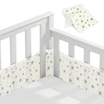 Vicloon Cot Bumper, 2Pcs Breathable Mesh Cot Liner, Crib Rail Cover Baby Crib Bumper, Baby Boys Girls Nursery Breathable Crib Bed Liner Bumper (Star）