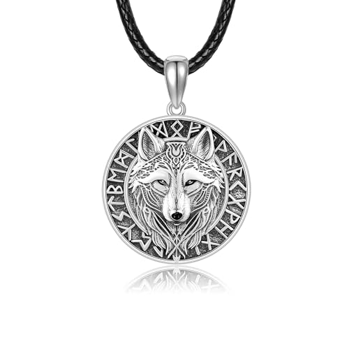 Pendentif de loup viking collier homme argent s925 bijoux totem loup nordique mythologique