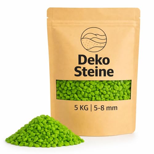 Deko-Granulat grün als farbige Streudeko - 5 kg kleine Deko-Steine Ø 5-8 mm für Gläser, Vasen