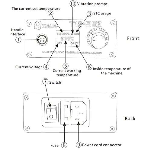 Quicko T12 Soldering Iron Station Oled Display Temperature Controller Electronic Welding Iron Tips Handle Aluminum Alloy Case Power Equipments 110V T12-Ils Jl02 Ku Bl Bc1 Sting (Set5) #TOP5