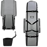 Golf-Reisetasche mit Rollen, Verdicktes Wasserdichtes 900D Heavy Duty Oxford-Gewebe Golf-Flightcase mit Golfball-Reinigungstasche, Golfschlägertasche, Reisetasche für Flug und Fluglinie, Grau