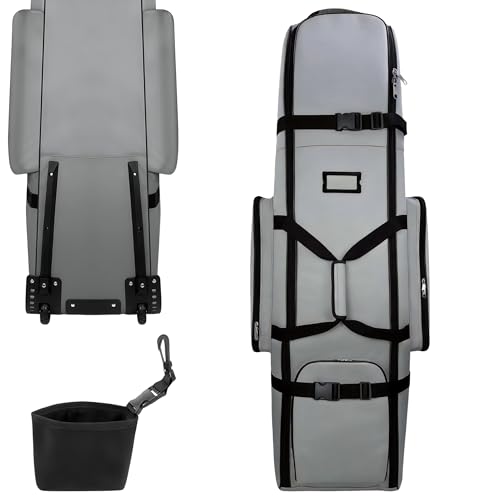 Bolsa de Golf con Ruedas - Oxford 900D, Impermeable, Funda para Palos, Bolsa de Limpieza para Pelotas, Ligera para Viajar en Avión
