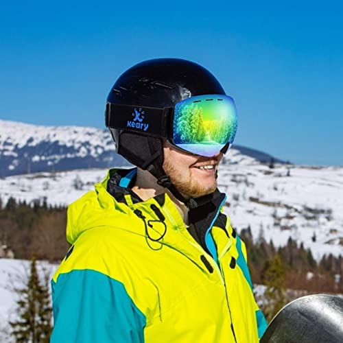 Keary Otg Ski Goggles Snowboard Goggles Over Glasses Snow Sports Goggles For Women Men Adult Youth, Mirrored Double Spherical Lens 100% Uv400 Protection Helmet Compatible, Winter Anti-Fog Goggles #TOP2