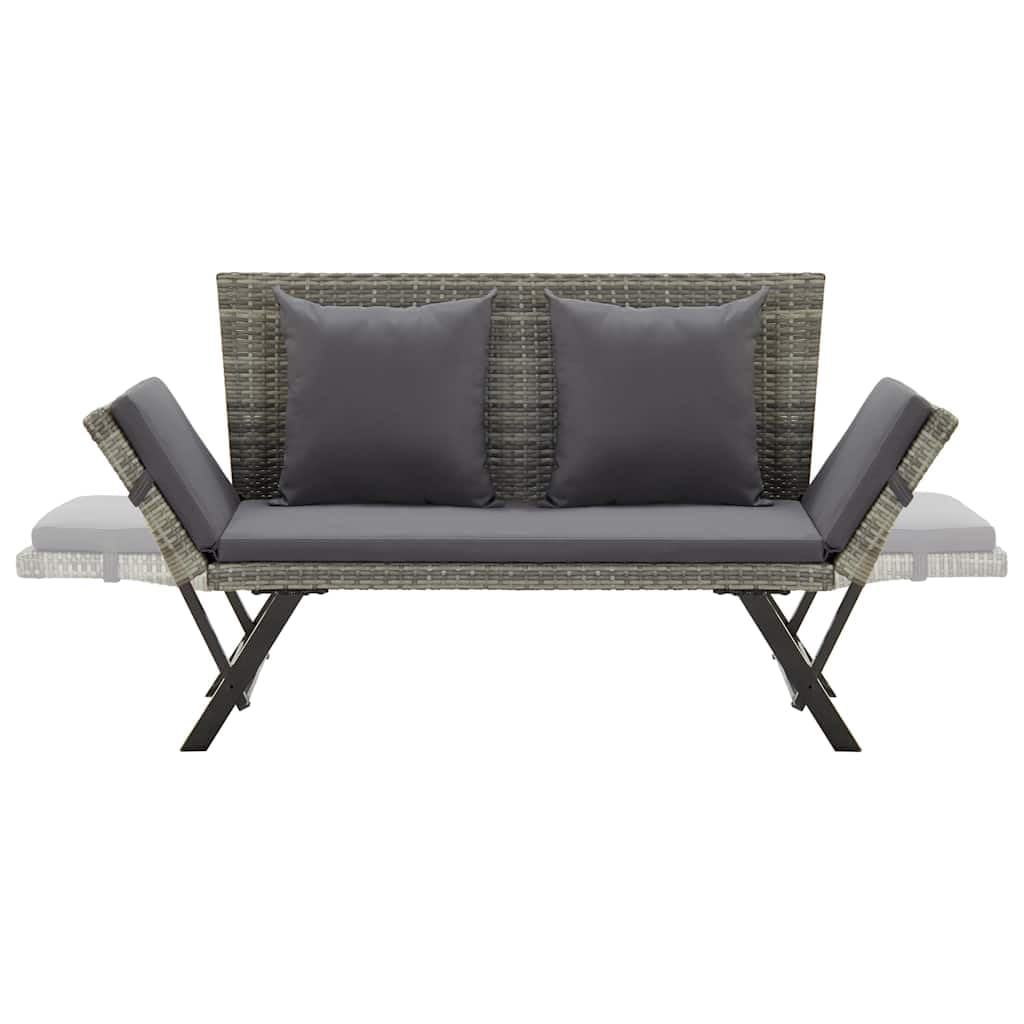 Panca Giardino con Cuscini 176 cm in Polyrattan Grigio con Telaio Acciaio