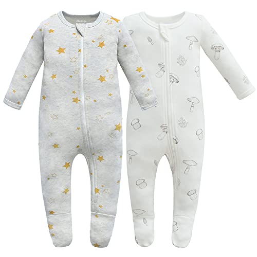 Image of Owlivia Organic Cotton Baby Pajamas, Boys Girls Zip Front Sleep 'N Play, Footed Sleeper, Long Sleeve