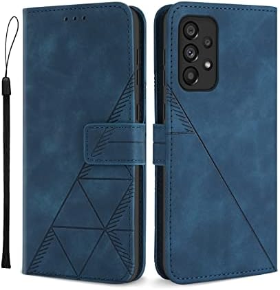 Togestar for Samsung S22 Case, [Vivid Geomatrical Pattern PU Leather] [Wrist Strap] Magnetic Closure Flip Wallet Case Card Slots Kickstand Full Protection Shockproof Case,Green