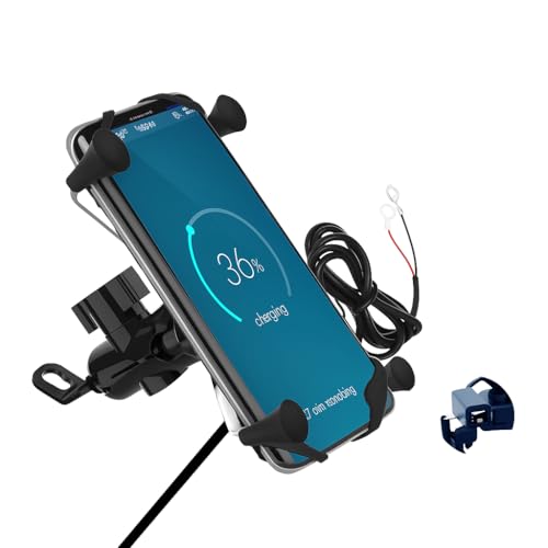 Suporte de Celular para Moto com Carregador USB Resistente, Impermeável, Antivibração, Rotação 360°, Designer Ergonômico, Compatível com Celulares Android e iOS - Premium