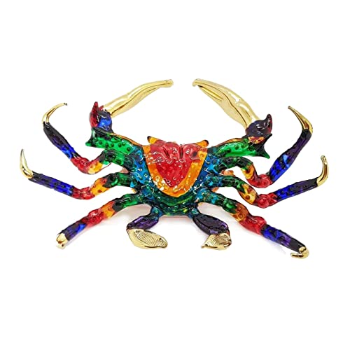 Witnystore 6" Long Multicolor Crab Blown Glass Figurine Animal Crystal Miniature Aquarium Sea Life Home Decor Collectible Gift #TOP7
