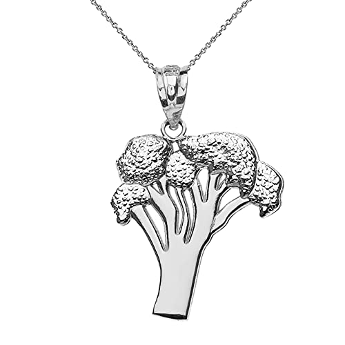 STERLING SILVER BROCCOLI VEGETABLE PENDANT NECKLACE - Pendant/Necklace Option: Pendant