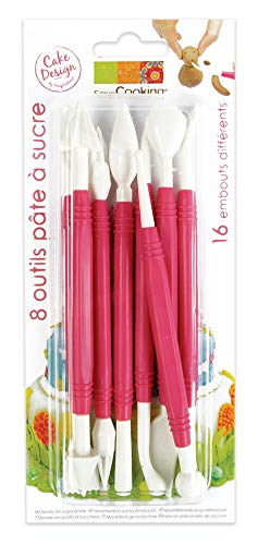 ScrapCooking - Kit de 8 Outils pour Pâte à Sucre - Avec 16 Embouts - Pâtisserie Modelage - 5110