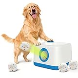 Automatic Dog Ball Launcher, Upgrade 2 in 1 Interactive 3 Adjustable Distances Dog Ball Thrower for Medium to Small Dogs, Rechargeable Brain Training Paw-Activated Balls Launcher with 2.3' Balls