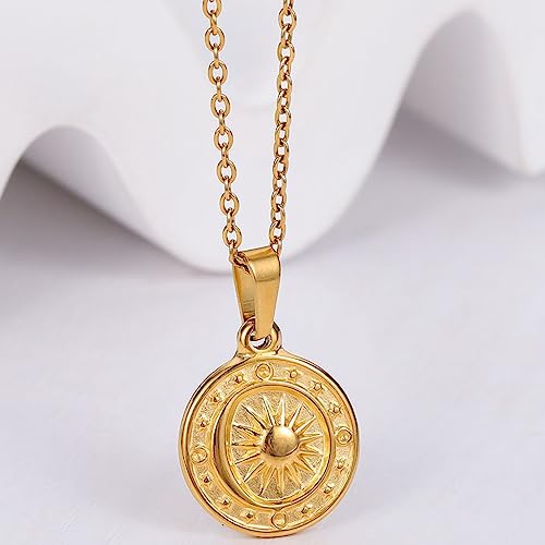Jude Jewelers Stainless Steel Sun Moon Star Round Shaped Holiday Summer Beach Pendant Necklace  thumb #3
