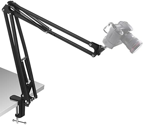 Overhead Tripod Mount for DSLR Camera Gopro Hero 9 8 7 6 5 4 Camera Desk Mount Stand with Flexible Articulating Boom Arm for Canon Nikon Sony Fuji SLR