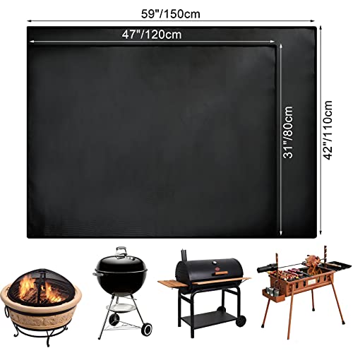Under Grill Mat for Outdoor Charcoal Smokers Gas Grills Deck Patio Protective Mats, Fireproof Grill Pads, Indoor Fireplace Mat Prevents Damage Wood Floor, Oil Waterproof BBQ Camping Stove 35\"x65\" - Thumbnail 4
