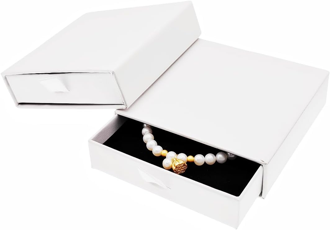 2 Pack Jewelry Gift Boxes Cardboard Jewelry Boxes, 3.5 x 3.5 x 1 Inch Small Gift Boxes for Jewelry Earrings Necklaces Handmade Bangles Bracelets (White)