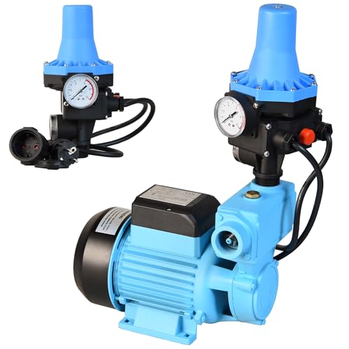 Pompe à Eau WZP 750 avec Pressostat CSK 31 - Pompe de Jardin (750 W 3000 l/h Hauteur max 55 m) – Mise en Marche et Arrêt Automatiques - Commande Èlectronique de Pompe - Protection Fonctionnement à Sec