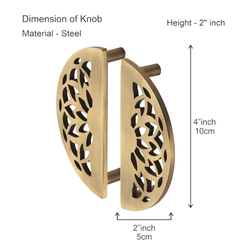 Image of COMPASS Stainless Steel Lotus Cabinet Knobs, Drawer Pulls, Knobs for Dresser Drawers, Drawer Knobs Handle, Kitchen Knobs (Antique Finish) Pack of 4 pcs