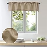 OWENIE Bob 1 PCS Camel Valances for Windows, Faux Linen Textured Kitchen Window Curtains Valance for Bedroom Living Room, Modern Soft Airy Solid Rod Pocket Bathroom Cafe Curtain, 60Wx14L Inch