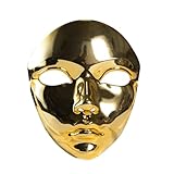 Lorilida Steampunk Full Face Mask Mechanical Metallic Shiny Lace-up Mask for Night Club Mardi Gras Gold One Size