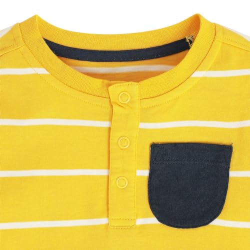 Image of miniklub Baby Collar Long Sleeve Knitted Cotton T-Shirt (Grey /Yellow Color)