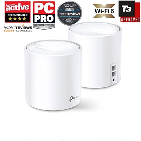 TP-Link Deco X20 AX1800 Whole Home Mesh Wi-Fi 6 System, AI-Driven Mesh, Up to 4,000 sq ft Coverage, 1 GHz Quad-Core CPU, Compatible with Amazon Alexa, With TP-Link HomeShield's kit, Pack of 2