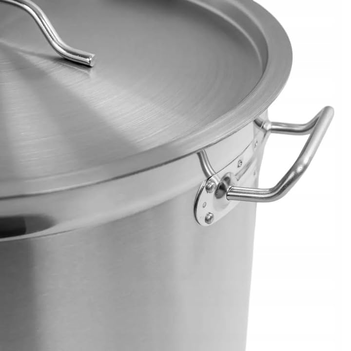 Mega-M Pentola GRANDE a induzione in acciaio inox AISI 443 con COPERCHIO PRO cucina in ceramica, elettrica, gas, induzione, maniglie non riscaldanti, coperchio incluso (36 L)