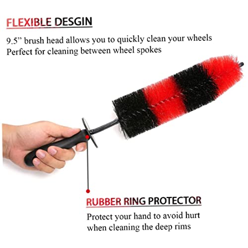 1PC Wheel Rim Brush Soft Bristle Car Wheel Cleaner Brush Tire Detailing Brush Car Washing Brush for Wheels Rims Tips Vehicle Engine Motorcycles