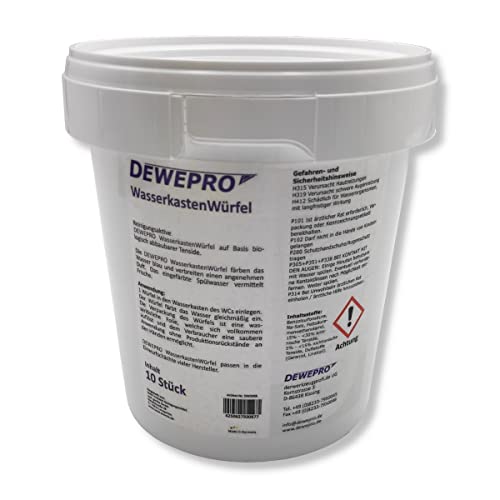DEWEPRO cubes de réservoir de chasse d'eau 1 boîte de 10 - le nettoyeur de WC à insérer dans les réservoirs de chasse d'eau de nombreux fabricants (par ex. Geberit, Sanit) avec tige d'insertion Cover