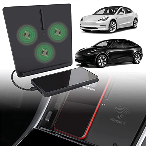 2022 Upgrade Wireless Charger Car for Tesla Model 3/Model Y 2017 2018 2019 2020 2021 with Type C Charging Cable 15W Qi Wireless Fast Automatic Induction Wireless 3 Fast Charging for All QI smartphones