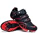 SDEQA Men's Cycling Shoes Fashion MTB Bike Shoes Breathable Compatible with Shimano SPD 2-Bolts Pedals Mountain Bicycle Sneakers Indoor,Black red,10.5