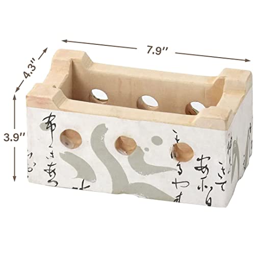 Tikusan Table Top Charcoal Grill, Shichirin With Wire Mesh Grill And Wooden Base Made In Japan Original Japanese Design White Middle Size #TOP3