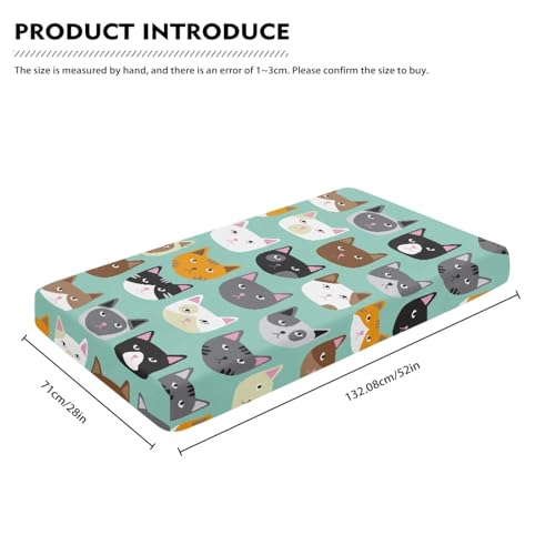 Image of Cute Cat Fitted Crib Sheet Cat Face Baby Crib Sheet Fit Standard Crib and Toddler Mattress,Crib Mattress Sheets for Boys Girls 28 inchx52 inch