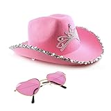 Juego de accesorios Love Tour, sombrero de vaquero rosa y gafas en forma de corazón, disfraz de conc...