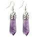 Purple Amethyst Earrings, Natural Quartz Semi Precious Gemstone Dangle Earrings for Women
