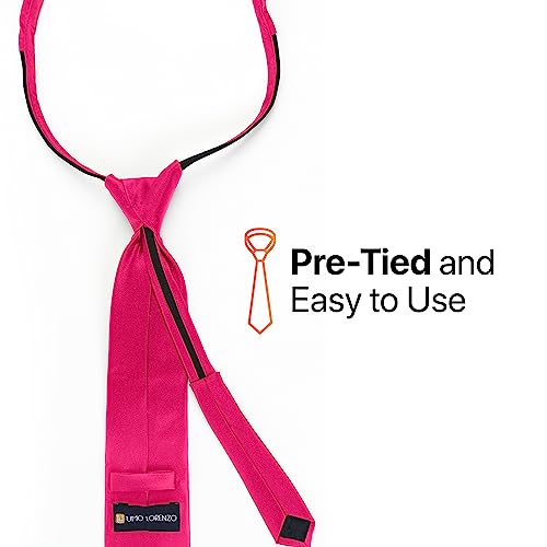 Image of boxed-gifts Umo Lorenzo Mens Zipper Ties Solid Color Pre Tied Polyester Neckties for Men and Women
