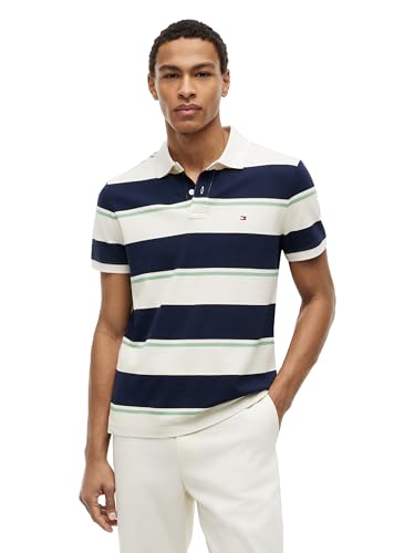 Image of Tommy Hilfiger Men's Short Sleeve Polo Shirts in Regular Fit With Stretch and Organic Pique Cotton
